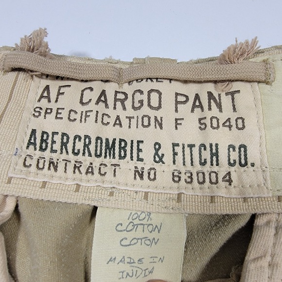 Abercrombie Fitch Men's Twill 6 Pocket AF Cargo Pant Button Fly Beige Size 28x31 - Picture 5 of 12